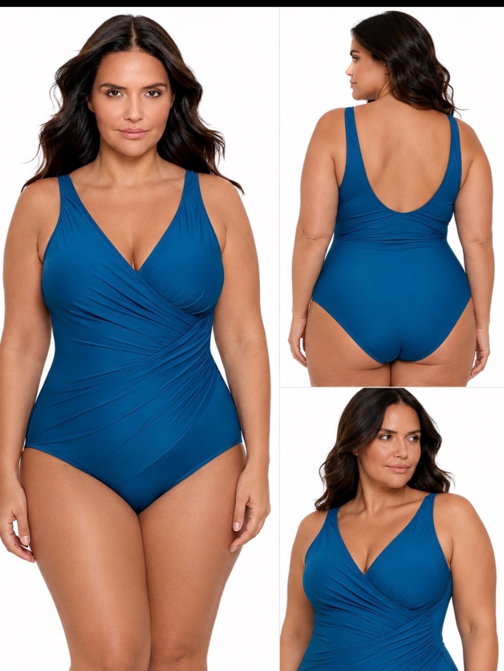 Miraclesuit Blue One Piece Swimsuit with Ruched Bust- beautiful and flattering!